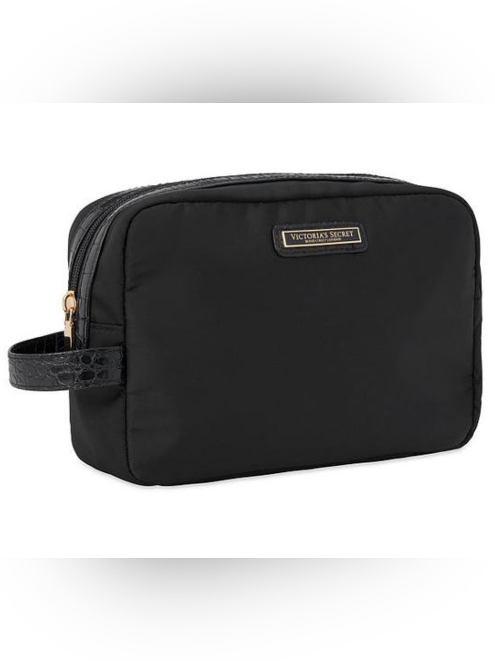 NWT Victoria's Secret Black Lily Carry-All Cosmetic Case Makeup Travel Bag Croc